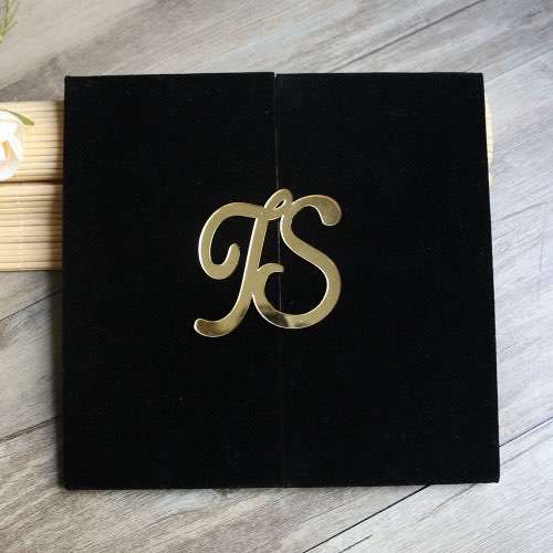 Square Acrylic Invitation Card With Velvet Gold Mirror Acrylic Personalized Custom